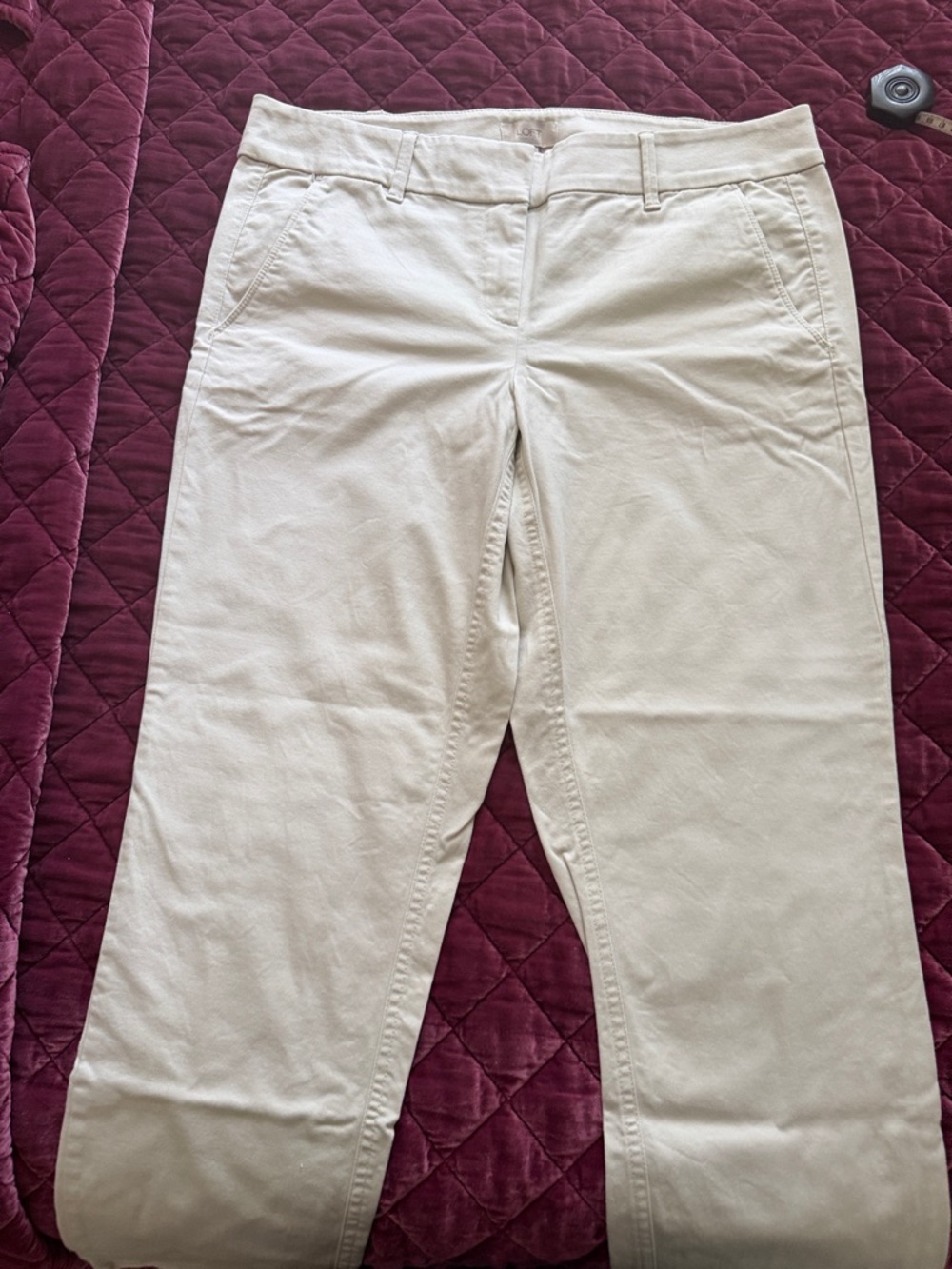 LOFT Cream Straight-Leg Women's Chino Pants